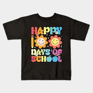 Happy 100 Days Of School Retro Groovy Teacher Student Kids T-Shirt